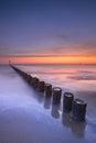 Beach at sunset in Zeeland, The Netherlands Royalty Free Stock Photo