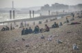 On the beach in the sunshine, Brighton, England.