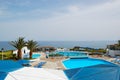 Beach and swimming pool area of popular hotel Royalty Free Stock Photo