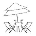 Beach table with cocktails icon, outline style