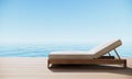 Beach Terrace Modern Luxury Villa Hotel with Beach Chair, Sea and Sky view, 3D Rendering Royalty Free Stock Photo