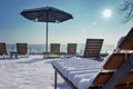 Beach terrace Sunny day winter edition. Snow terrace.