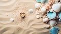 a beach-themed love proposal card with a flat lay composition featuring seashells, a message in a bottle Royalty Free Stock Photo