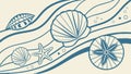 Beachthemed Seashells and Starfish Pattern, vector design Generative AI Royalty Free Stock Photo