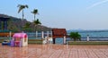 At the beach There is a beautiful seaside pool and a view