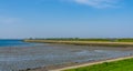 The beach of tholen with visitors, popular beach in zeeland, Bergse diepsluis, Oesterdam, The Netherlands