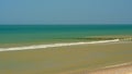 Beach on thre French opal coast with wooden poles as wave breaker