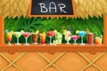 Beach tiki bar, alcoholic cocktails, Royalty Free Stock Photo