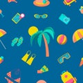 Beach Tourism and Travel Seamless Pattern