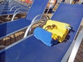 Beach towels on a deck chair