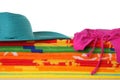 Beach towels, hat and bikini Royalty Free Stock Photo