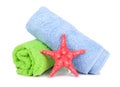 Beach towels and starfish Royalty Free Stock Photo