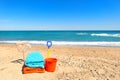 Beach towels and toys for summer vacation Royalty Free Stock Photo