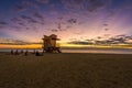 Sunrise at one of the famous lift guard houses in Miami Beach