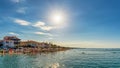 Beach In Town Of Pefkohori, Famous Tourist Resort On Cassandra Chalkidiki Peninsula In Greece.