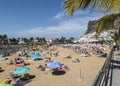 Beach and town at Puerto de Mogan on Gran Canaria. Royalty Free Stock Photo