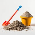 Beach Toy Shovel and Bucket with Sand Royalty Free Stock Photo