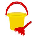 Beach toys- bucket and rake Royalty Free Stock Photo
