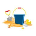 Summer time flat design. Vector. Beach toys isolated