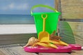 Beach toys at seashore Royalty Free Stock Photo