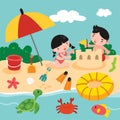 Beach toys vector design