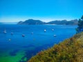Beach with transparent green water in Cies Islands, in Galicia, Royalty Free Stock Photo