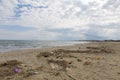 Trash on Catania beach and the Ionian sea Royalty Free Stock Photo