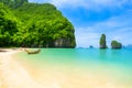 A beach with trees and water generated by ai Royalty Free Stock Photo