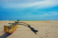 Beach with fishing boat Royalty Free Stock Photo