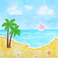 Beach and Tropical Sea or Ocean Summer Landscape