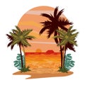 Beach and tropical summer cartoons scenery