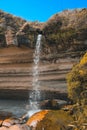 Waterfall at the beach at Truman Track, South Island, New Zealand Royalty Free Stock Photo