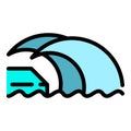Beach tsunami icon color outline vector