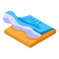 Beach tsunami wave icon, isometric style