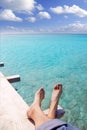 Beach turquoise tourist feet relaxed