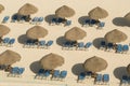 Beach umbrella of armchairs in the sand of Cancun Royalty Free Stock Photo