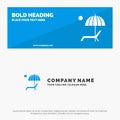 Beach, Umbrella, Bench, Enjoy, Summer SOlid Icon Website Banner and Business Logo Template