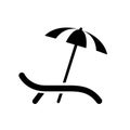 Beach umbrella and chair icon isolated sunbed and umbrella sea icon for vacationers on ocean Ã¢â¬â vector