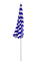 Beach umbrella closed - Blue-white striped Royalty Free Stock Photo