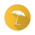 Beach umbrella flat design long shadow glyph icon Royalty Free Stock Photo