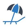 Beach umbrella glyph color flat  icon Royalty Free Stock Photo