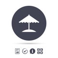 Beach umbrella icon. Protection from the sun. Royalty Free Stock Photo