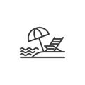 Beach umbrella line icon