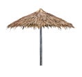 Beach umbrella parasol made of coconut leaf isolated on white background Royalty Free Stock Photo