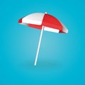 Beach Umbrella Red and White. Vector illustration. Royalty Free Stock Photo