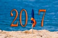 2017, Beach Umbrella Sea Background