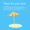 Beach umbrella with shadow. With space for text. Vector illustration.