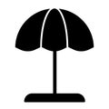 Beach umbrella solid icon. Parasol vector illustration isolated on white. Vacation card glyph style design, designed for