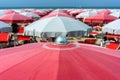 Beach umbrellas on Cattolica, Riviera Romagnola, Italy