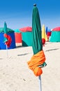 Beach umbrellas, Deauville, France Royalty Free Stock Photo